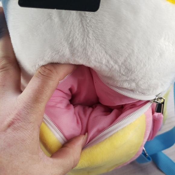 Bioworld Bananya Kitty Cat Gingham Bow Pink Banana Plush Backpack 19 Inch New main image 5